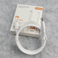 Kabel Pengisian Cepat USB-C ke USB-C PD Tahan Lama, Pasokan Grosir, Output 3A untuk Pengisian Cepat 5A Ponsel dan Kamera, Kotak Retail