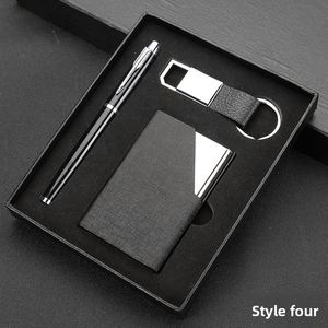 Wholesale Geometry Business <b>Gift</b> <b>Set</b> Stainless Steel Business Card Holder Metal Keychain Stylish Personalized Signature Pen <b>Set</b> - Product Image 4