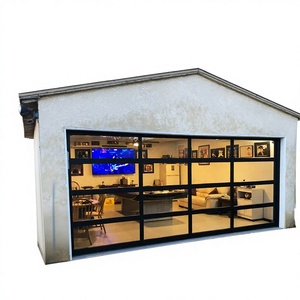 8 piedi X 18 piedi Design moderno 10x10 casa del contenitore automatizzato a doppio pannello piena vista porta del <span class=keywords><strong>Garage</strong></span> cornice di vetro nero apertura manuale - Product Image 1