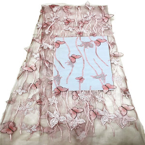 Mejor venta mariposa bordado, diseño de bordado de tela de encaje Africana venta al por mayor - Product Image 5