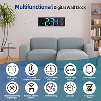 Horloge murale numérique grande taille avec affichage de la température, fonctions modernes, couleurs vives, réglage automatique de l'heure d'été, pour salle de classe, chambre, salle de sport, bureau