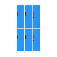 Armoire de rangement robuste en acier bleu à 6 portes avec serrure à clé pour vestiaire de salle de sport, école, personnel, étudiants, rangement de vêtements
