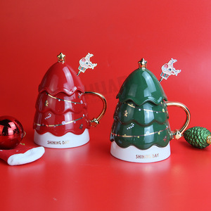 Cá Nhân Cây giáng sinh Shape <span class=keywords><strong>Mug</strong></span> gốm với Tuần Lộc thiết kế <span class=keywords><strong>Stirrer</strong></span> - Product Image 3