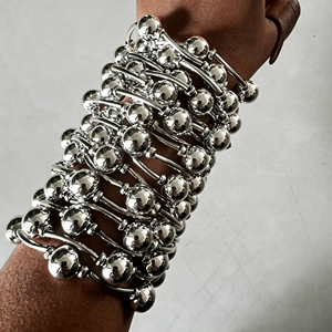 Kaimei 2027 Fashion Jewelry <strong>Silver</strong> Plated Women Chunky Women Multi Layer <strong>Bracelet</strong> African Fashion <strong>Beaded</strong> Long Bangle <strong>Bracelets</strong> - Product Image 2