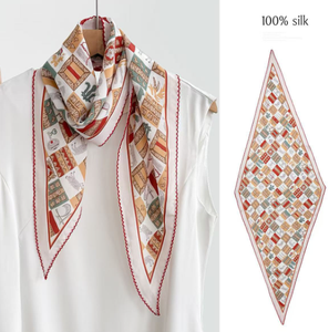 <span class=keywords><strong>Elegante</strong></span> <span class=keywords><strong>Sciarpa</strong></span> in Seta di Gelso 100% con Diamanti 42x145cm, Fiori Neri e Rossi, Accessorio Leggero e Versatile per Donne/Regali - Product Image 4