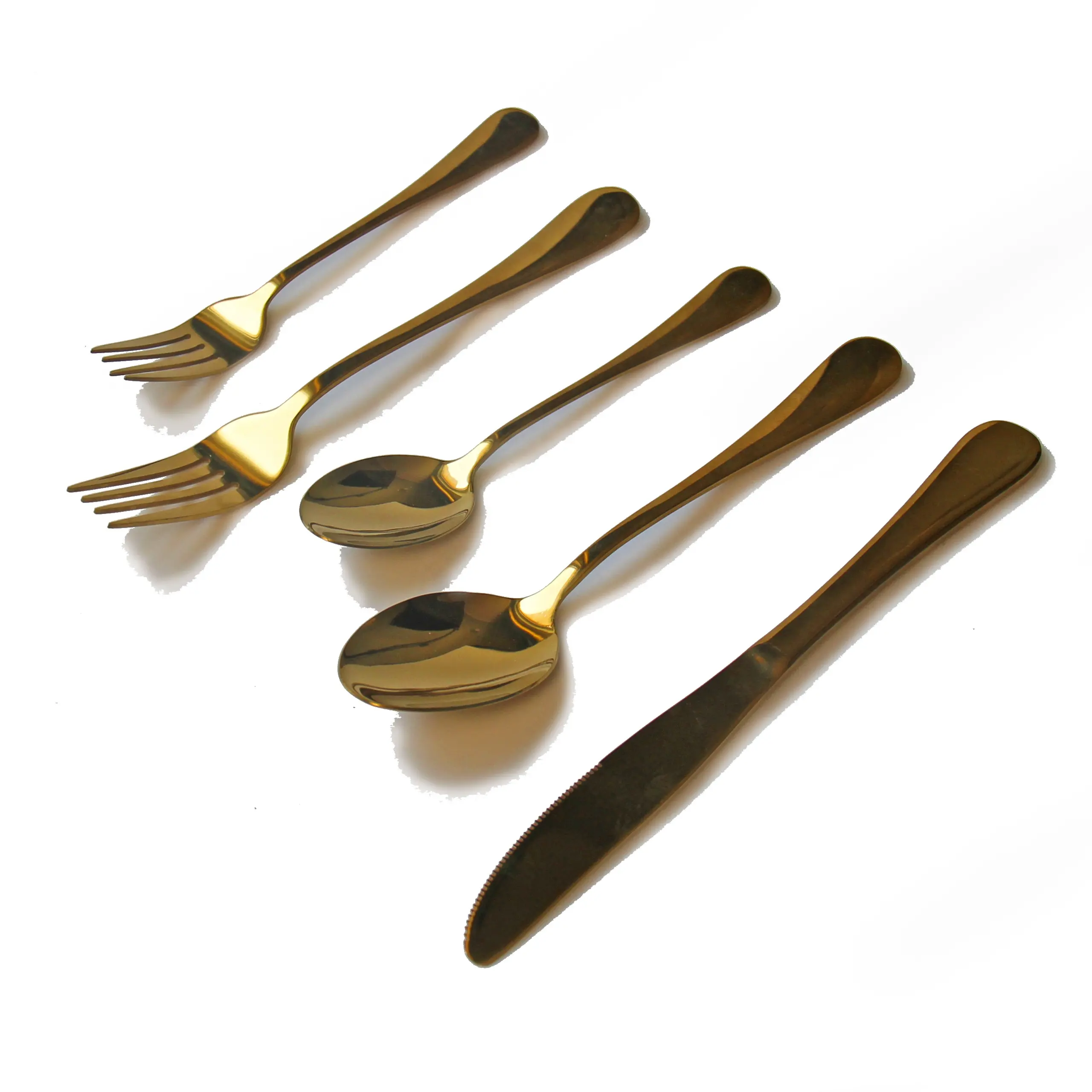 High Quality Gold Plated Flatware 410 Stainless Steel Cutlery Dinner Knife Spoon Fork