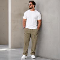 Pantalon Cargo Tactique pour Hommes, 6 Poches, Pantalon de Travail en Coton Mélangé, Jambe Droite, Durable, Construction