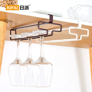 Support à verres à vin Ripai sous armoire, marron café et blanc, sans perçage, rangement suspendu pour tasses et spatules de cuisine - Product Image 1