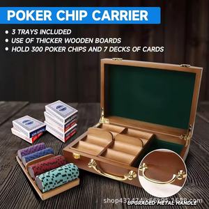 Nouvelle boîte à jetons en bois transfrontalière, boîte à jetons Texas Hold'em, boîte à jetons portable en bois, boîte de rangement en bois - Product Image 5