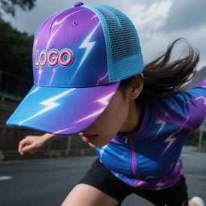 Chapeau de sport personnalisé par sublimation avec impression foudre et LOGO brodé 5 panneaux Casquette d'extérieur - Product Image 1
