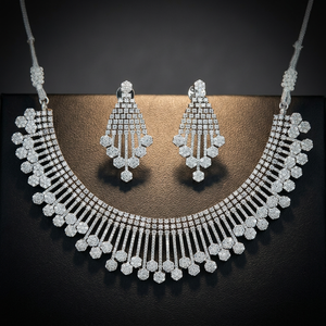 Collier Classique CZ pour Femme, Plaqué Rhodium, Référence 421067, Taille Standard, Réglable, Dernier Design, Strass en Cristal, Idéal pour Fêtes et Mariages - Product Image 3