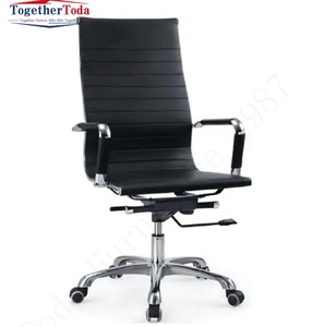 Chaise de bureau ergonomique pivotante réglable en hauteur, en maille, avec revêtement en cuir PU, pour le bureau, les affaires et le commerce - Product Image 4