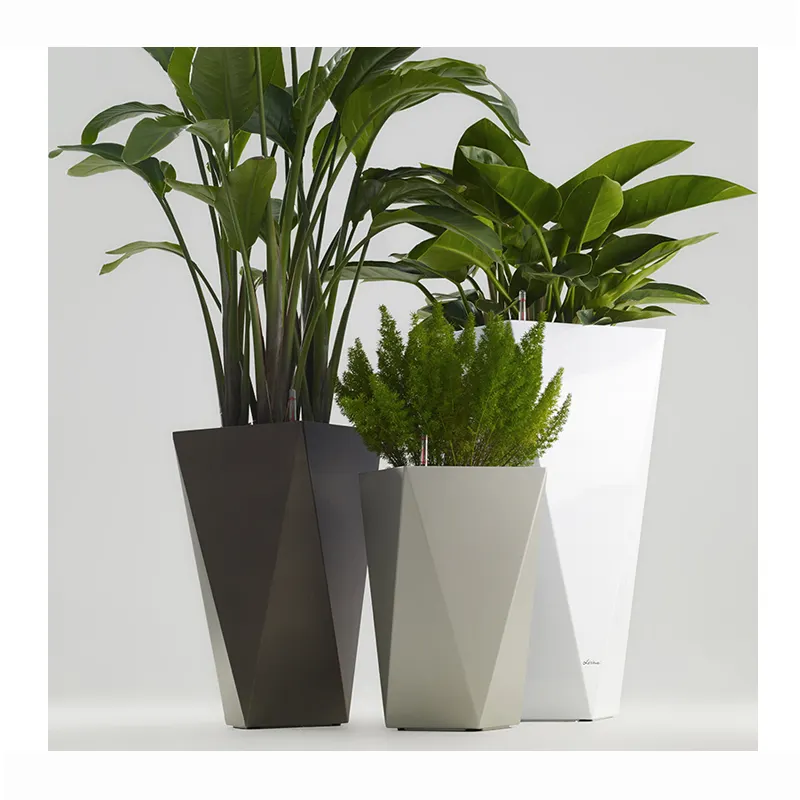 Luxe grand jardin intelligent auto-arrosage en plastique Pots de fleurs Design moderne vitré décor à la maison pour extérieur Vase vente