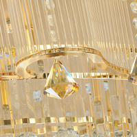 Lustre de plafond en cristal doré, design rond de luxe, populaire, style européen, pour salon