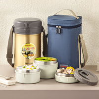 Boîte à lunch portable ronde en acier inoxydable sans BPA Tafuco de 1 à 3 L, étanche, avec couvercle en plastique pour le stockage des repas