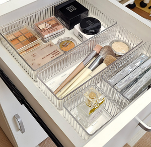 Clear <strong>Plastic</strong> Drawer Organizers Set Bathroom and Vanity Drawer Organizer Trays <strong>Storage</strong> <strong>Bins</strong> for Makeup <strong>Plastic</strong> Drawer Organizer - Product Image 5