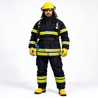 Uniforme de pompier pour hommes, combinaison de protection réfléchissante en Aramide, casque, gants, vêtements de travail de sauvetage d'urgence, ensemble d'équipement de sécurité résistant à la chaleur