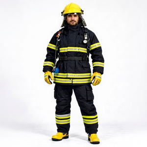 Uniforme de pompier pour hommes, combinaison de protection réfléchissante en Aramide, casque, gants, vêtements de travail de sauvetage d'urgence, ensemble d'équipement de sécurité résistant à la chaleur - Product Image 1