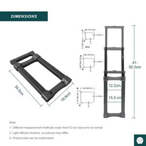 Tianyu - Asa de Equipaje Retráctil y Desmontable, Barra de Arrastre para Carro, Capacidad de Carga de 100 kg, Repuestos para Caja de Herramientas, Alta Calidad - Product Image 3
