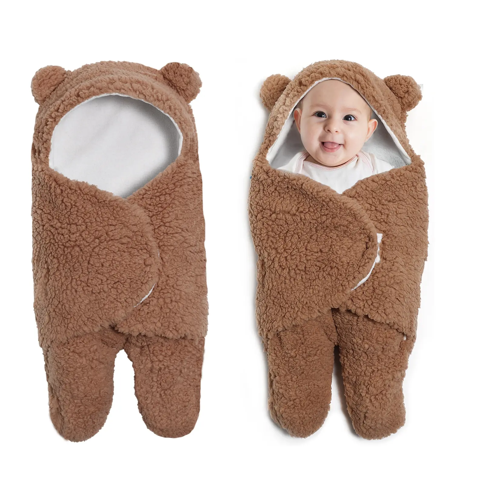 Hot Sale Newborn Soft Comfortable Infant Boys Girls Bear Shaped Plush Cute Stroller Wrap Baby Sleep Bag