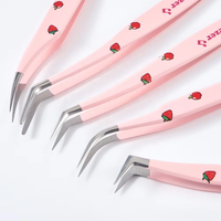 Applicateur de faux cils en acier, en forme de L à 45 et 90 degrés, pour extensions de cils, marque privée, vente en gros, pince à cils à pointe en fibre