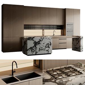 Gabinetes de Cocina Modernos de Madera Maciza con Isla para Uso en Hoteles y Residencias, Diseño Gratuito - Product Image 5