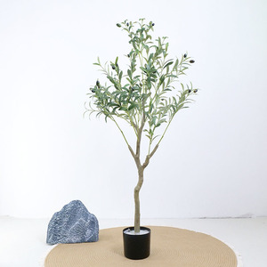 Albero di Ulivo Artificiale, Pianta Finta con Fiori Secchi, Decorazione da Interni, 150cm <span class=keywords><strong>Verde</strong></span> Tenue - Product Image 3