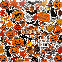 Autocollants d'Halloween personnalisés en vinyle imperméable : Citrouille, Fantôme, Chat Noir, Chauve-souris – Idéaux pour Ordinateur Portable, Bouteille d'Eau et Cadeaux de Fête d'Halloween