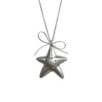 Collier long en acier inoxydable avec pendentif en résine nœud et étoile argenté, design audacieux et stylé, pour femme, haut de gamme, style Y2K sportif