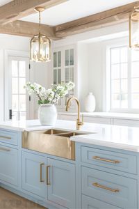 Mobili da cucina in legno massello di lusso personalizzati Baby Blue armadi da cucina Set pronti per il montaggio - Product Image 4