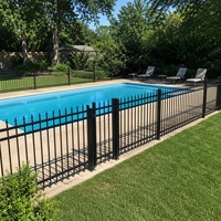 Barrière de piscine en aluminium noir mat avec pointes décoratives, protection de sécurité pour piscine, installation facile, résistant à la rouille, idéal pour le bricolage