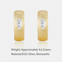 Boucles d'oreilles créoles en argent sterling 925 avec moissanite taille marquise pour femme, solitaires, taille ronde, couleur D, moissanite VVS1, boucles d'oreilles diamant