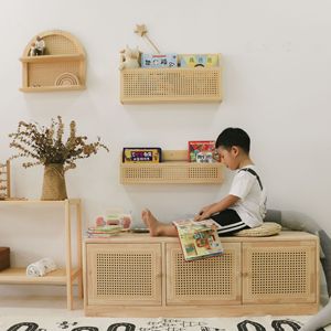 Estantería de ratán creativa de estilo moderno para niños, exhibición de <span class=keywords><strong>libros</strong></span> de imágenes de <span class=keywords><strong>pared</strong></span> de estilo nórdico para niños en estudios de guardería - Product Image 6