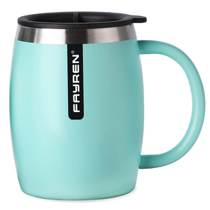 FAYREN-tazas aislantes duraderas y a prueba de óxido, tazas de metal <span class=keywords><strong>gratis</strong></span> para café, té, con mango, 2021 - Product Image 3