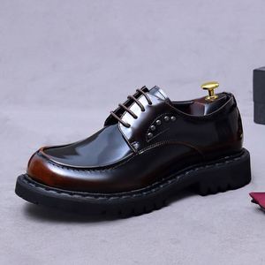 Gran Oferta en Zapatos Casuales de Negocios para Hombre, Estilo Británico, con Cordones, Punta Cuadrada, Diseño de Parches, Antideslizantes y Transpirables - Product Image 5