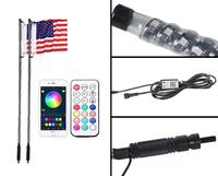 Lampe LED RGB télécommandée 3FT pour antenne de voiture, mât de drapeau, avec effets de poursuite de couleur et stroboscopiques, pour camion, SUV, moto
