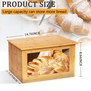 Bánh Mì lưu trữ <span class=keywords><strong>bin</strong></span> góc bánh mì thủ môn tre bánh mì lưu trữ container cho tự chế với cửa sổ trong suốt - Product Image 2