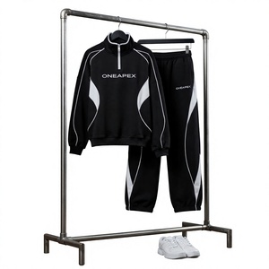 <b>Women's</b> Black <b>White</b> Quarter Zip Tracksuit Set Sportswear Pullover Sweatshirt <b>Jogger</b> Pants Casual Streetwear Two Piece Outfit - Product Image 1