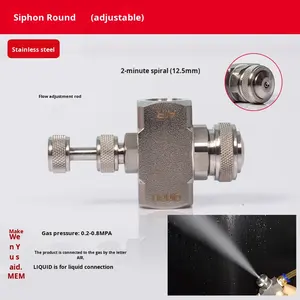 זרבובית ריסוס אוויר מתכווננת דו-נקודתית חדשה מפלדת אל-חלד 304 1/4 דו-נוזלית זווית רחבה סיפון ראש ריסוס מאוורר עגול - Product Image 2