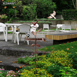 עיצוב מודרני נתיק ברזל יצוק ציפור אמבט גן יתד פרח ציפוי אבקת גימור עבור טרסות יארד תפאורה עמיד - Product Image 4