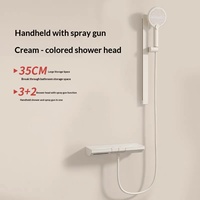 Ensemble de robinetterie de douche mural thermostatique gris anthracite moderne et minimaliste avec touches de style piano en laiton et rail coulissant réglable