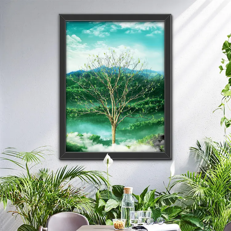 Coffret cadeau photo 3D à rabat de magnifiques affiches de paysage, produit avec arbre à quatre saisons