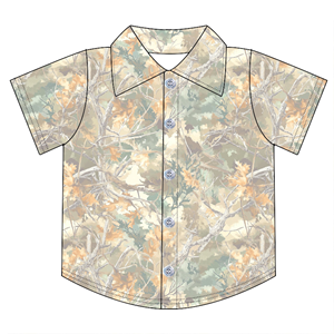 Camiseta de Manga Corta para Bebé Niño con Estampado de Hojas Marrones Personalizado BT1758, Ropa de Verano - Product Image 1