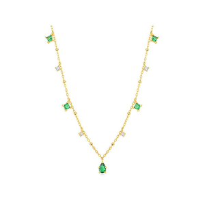 <span class=keywords><strong>Collar</strong></span> de diamantes con forma de gota de agua verde de <span class=keywords><strong>abuela</strong></span> estilo Palacio Retro S925 <span class=keywords><strong>collar</strong></span> de cadena de oro Chapado en plata pura joyería - Product Image 1