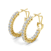 Boucles d'oreilles créoles de luxe en zircone cubique de haute qualité plaqué or 18 carats femmes en argent Sterling 925 accessoire pour cadeau