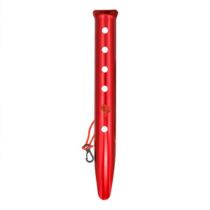Estaca para tienda de campaña de aleación de aluminio en forma de U, 31 cm, roja, para camping al aire libre, playa, con gancho para cuerda, para lona, picnic - Product Image 1