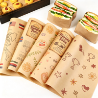 Kertas Khusus Burger Cetak Food Grade 40-60 Gsm, Kertas Anti Minyak Cetak Food Grade untuk Makanan Cepat Saji