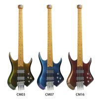 Gitar Bass Elektrik Deviser L-B5-Chameleon Headless 4-String HH Okoume dengan Neck Maple Roasted 24 Fret Finishing Natural