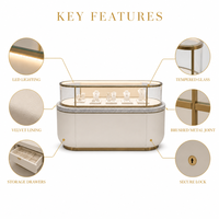 Table de présentation de bijoux sur mesure avec éclairage LED et vitrine en verre pour boutique de bijoux de marque, distributeur et design d'intérieur