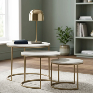 Sleek Trio <b>Tables</b> with Metal Base Perfect for Living Room or Office Contemporary Trio Side <b>Tables</b> Elegant Metal Base Design - Product Image 4